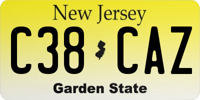 NJ license plate C38CAZ