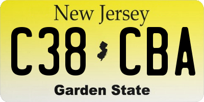 NJ license plate C38CBA