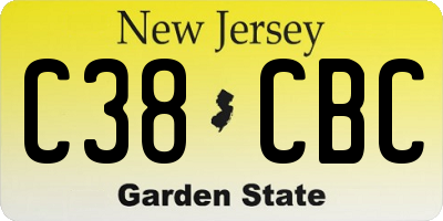 NJ license plate C38CBC