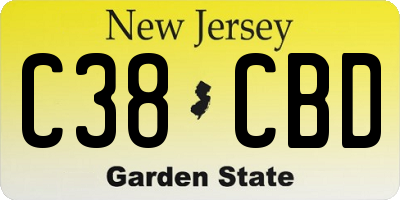 NJ license plate C38CBD