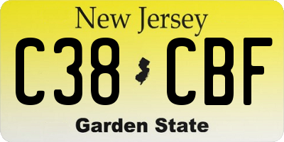 NJ license plate C38CBF