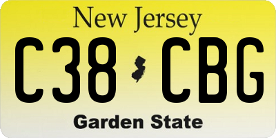 NJ license plate C38CBG