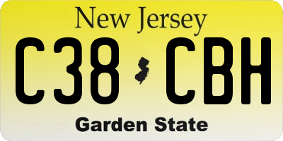NJ license plate C38CBH