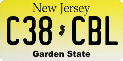 NJ license plate C38CBL