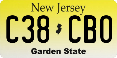 NJ license plate C38CBO