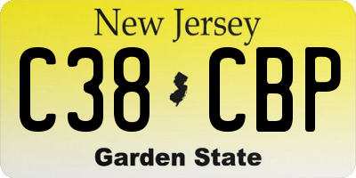 NJ license plate C38CBP