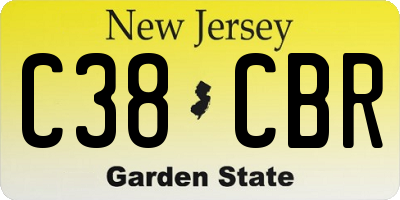 NJ license plate C38CBR