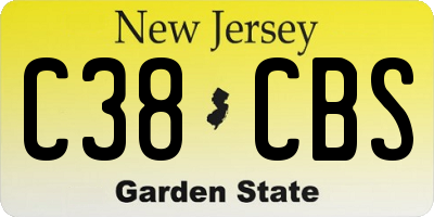 NJ license plate C38CBS