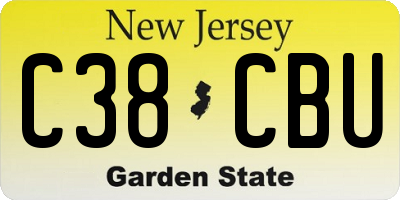 NJ license plate C38CBU