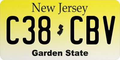 NJ license plate C38CBV