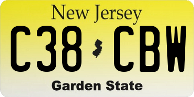 NJ license plate C38CBW
