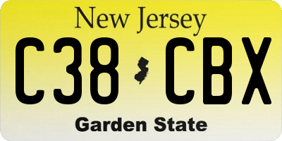 NJ license plate C38CBX