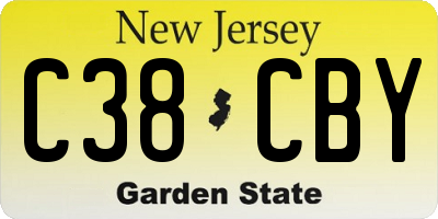 NJ license plate C38CBY