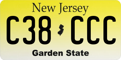 NJ license plate C38CCC