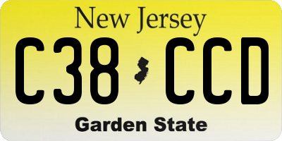 NJ license plate C38CCD