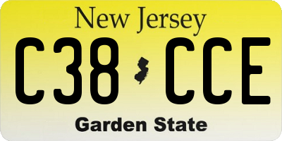 NJ license plate C38CCE