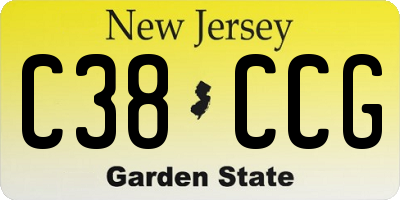 NJ license plate C38CCG