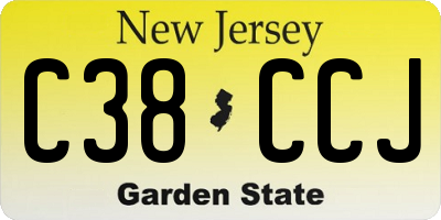 NJ license plate C38CCJ