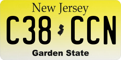 NJ license plate C38CCN