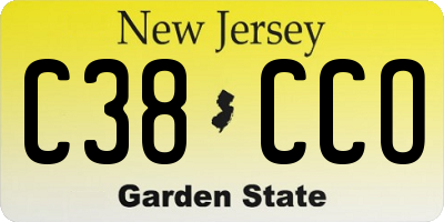 NJ license plate C38CCO