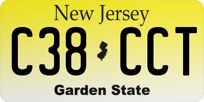 NJ license plate C38CCT