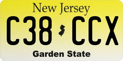 NJ license plate C38CCX