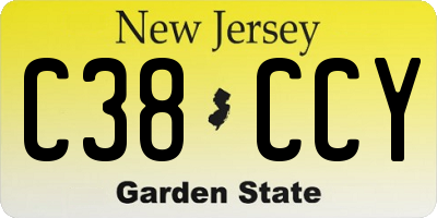 NJ license plate C38CCY