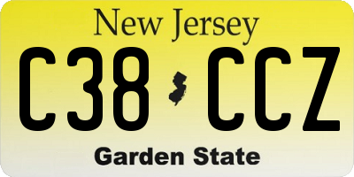 NJ license plate C38CCZ