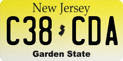 NJ license plate C38CDA