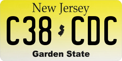 NJ license plate C38CDC