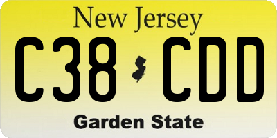 NJ license plate C38CDD