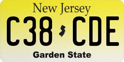 NJ license plate C38CDE