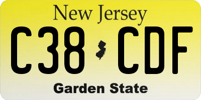 NJ license plate C38CDF