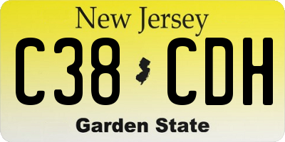 NJ license plate C38CDH