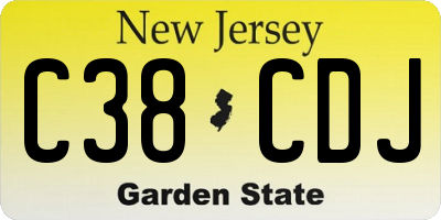 NJ license plate C38CDJ