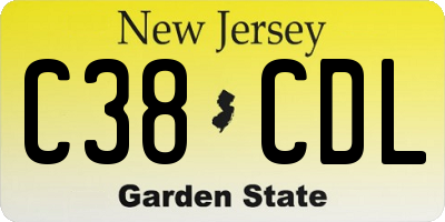 NJ license plate C38CDL
