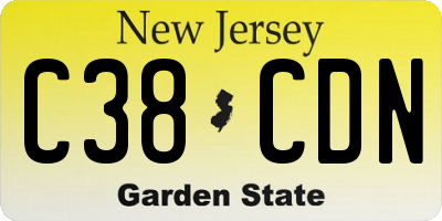 NJ license plate C38CDN