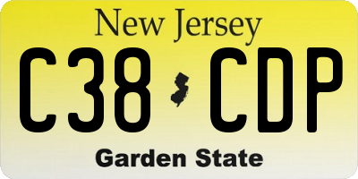 NJ license plate C38CDP