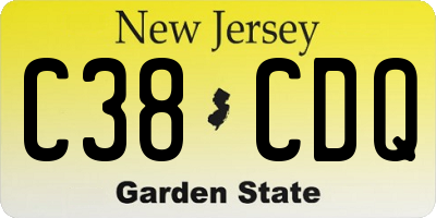 NJ license plate C38CDQ