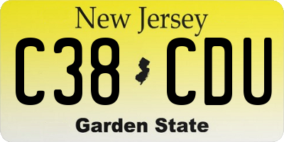 NJ license plate C38CDU