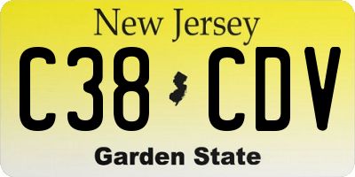 NJ license plate C38CDV