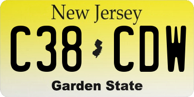 NJ license plate C38CDW