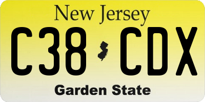 NJ license plate C38CDX
