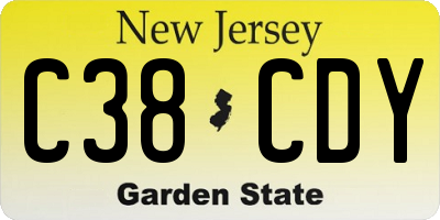 NJ license plate C38CDY