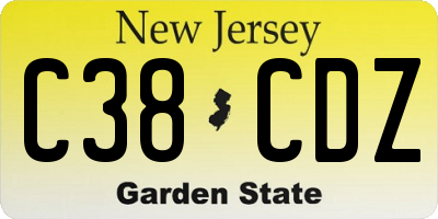 NJ license plate C38CDZ