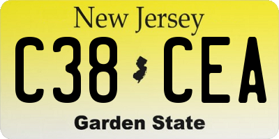 NJ license plate C38CEA