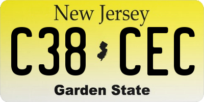 NJ license plate C38CEC