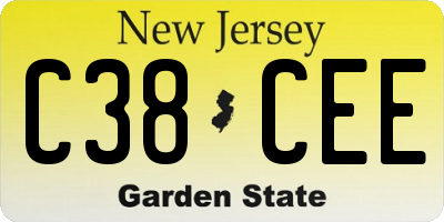 NJ license plate C38CEE