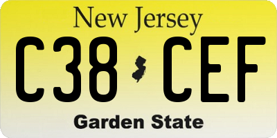 NJ license plate C38CEF