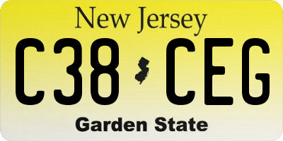 NJ license plate C38CEG